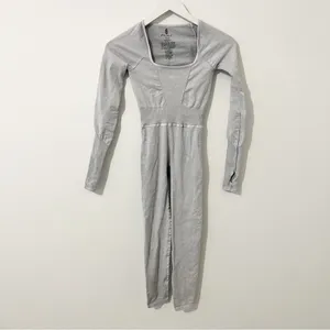 Free People Good Karma Long Sleeve Jumpsuit Grey XS/S thumbnail 3