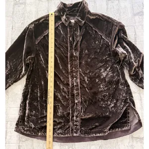 Free People Marianne Velvet Shirt Midnight Brown Dark Academia Gothic Blouse XS thumbnail 6
