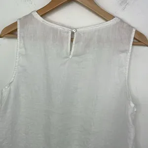 Marina Luna Linen White Crochet Trim Sleeveless Top size Medium thumbnail 7