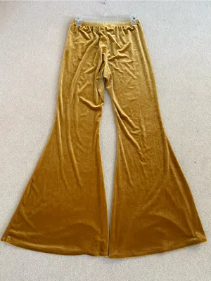 Gold Velvet Retro Wide Leg Stretchy Pants thumbnail 3