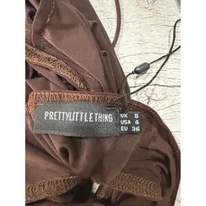 PrettyLittleThing Brown Cut Out Halter Bodycon Mini Dress Size US 4 NWT thumbnail 8