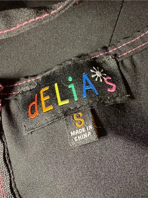 delia*s Black Crop Tank Top with Pink Logo thumbnail 6