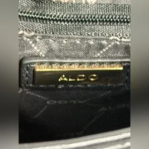 ALDO Black Textured Crossbody Bag Gold Chain Adjustable Shoulder Purse Handbag thumbnail 8