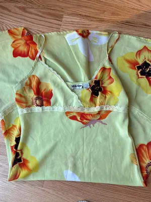 Y2K Tropical Floral Slip Dress Lime Green Vacation Midi Dress Holiday in the Sun thumbnail 3