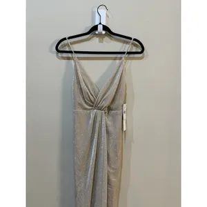 Aiden Maddox V Neck Lured Knit Gown Sparkle Metallic Size 0 Adrianna Papell thumbnail 4