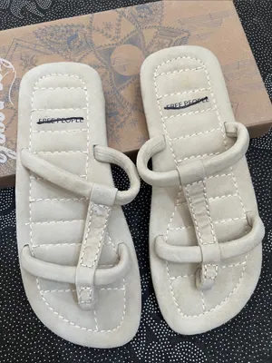 Free People Neutral Beige Strappy Toe-Loop Sandals thumbnail 2