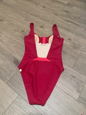 summersalt Red Scoop-Neck One-Piece Swim Bodysuit with Snap Placket thumbnail 2