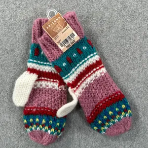 Arizona Jean Co Knit Mittens One Size Pink Teal New thumbnail 2