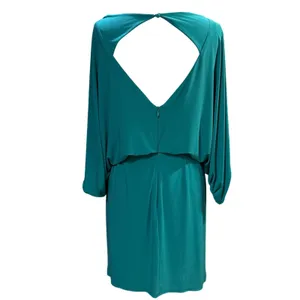 Jessica Simpson 6 Teal Draped Open Back Mini Dress Cocktail Party Wedding Date thumbnail 4