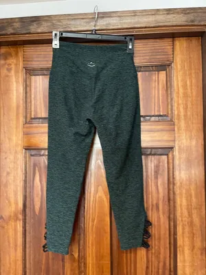Beyond Yoga Dark Green Cropped Leggings with Lace-Up Hem thumbnail 4