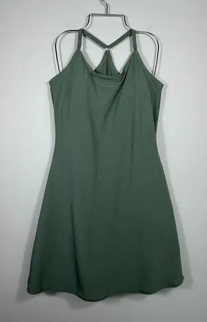 Outdoor Voices Exercise Dress Medium Green Built-In Shorts Strappy Back thumbnail 1