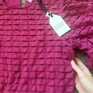 English Factory Fuchsia Textured Mini Dress thumbnail 3
