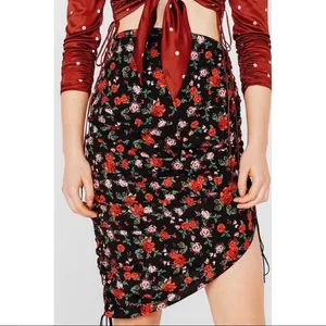 NWOT FOR LOVE & LEMONS Molly Skirt Floral Rose Ruched thumbnail 11
