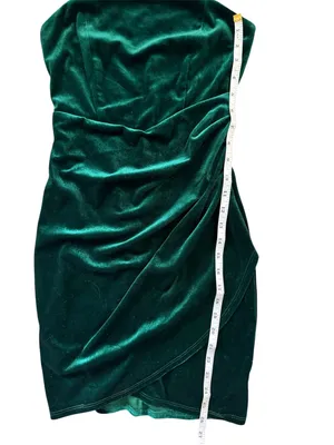 Honey and Rosie Emerald Green Velvet Ruched Mini Dress XS Holiday Cocktail Party thumbnail 3