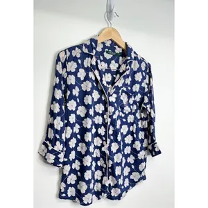 Lauren Ralph Lauren Pajama‎ Shirt Floral Small Blue/Pink Collared thumbnail 2
