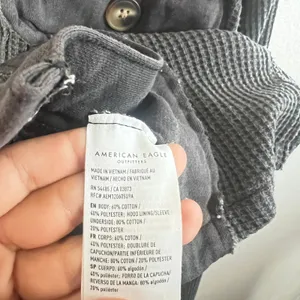 American Eagle Shacket Women's XS Gray Waffle Knit Thermal Button Down Hoodie thumbnail 4