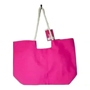 Sunglow Style Beach Tote Bag Womens‎ NWT Pink Chenille Patch Rope Handle Summer thumbnail 3