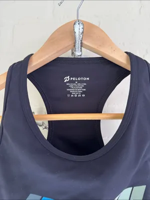 Peloton Black Crop Sports Bra with Multicolor Stripe Logo medium thumbnail 2