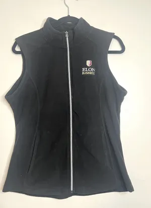 Port Authority black fleece vest Elon University Business logo size M‎ women’s thumbnail 1