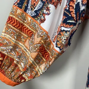 Free People Say‎ You Love Me Mini Dress Size M Orange Combo Paisley Boho Flowy thumbnail 8