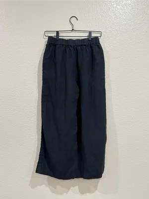 Mate the Label Black 100% Linen Wide Leg Crop Pant Size XS thumbnail 7
