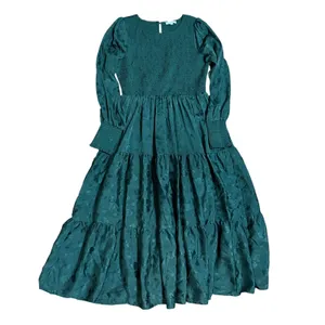 Baltic‎ Born Stockholm Smocked Maxi Dress Dark Green sz XL thumbnail 3