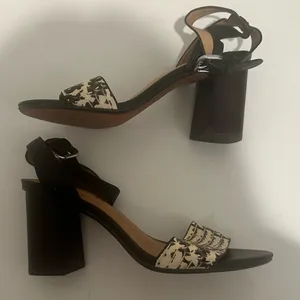 Coach Paige Leather and Black and White Snake Block Heel Sandals Size 5 thumbnail 7