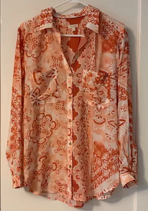 Pilcro Anthropologie Romy Relaxed Buttondown blouse size medium printed boho thumbnail 1