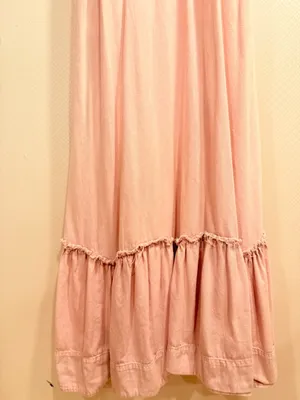 Free People Roucha Blue Shadow Cotton Tie Front Ruffle Hem Maxi Dress Size S thumbnail 5