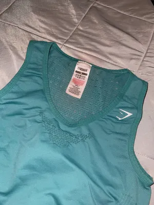 Gymshark Seamless Teal Crop Tank • Mesh Ventilation • Women’s M • Athleisure thumbnail 3