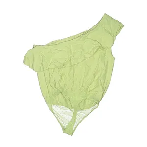 Free People Intimately NWT One Shoulder Ruffle Bodysuit Matcha Green Sz Large thumbnail 3