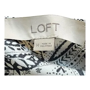 LOFT Womens Black White Paisley 3/4 Sleeve‎ Shift Dress Size Medium Classic thumbnail 7