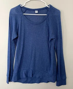 Old Navy blue‎ crew neck knit sweater top comfortable shirt casual classic thumbnail 1