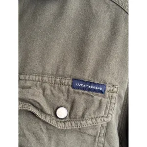 Lucky Brand Utility Shirt Size Medium Olive Green Snap Front Cotton Twill Top thumbnail 3