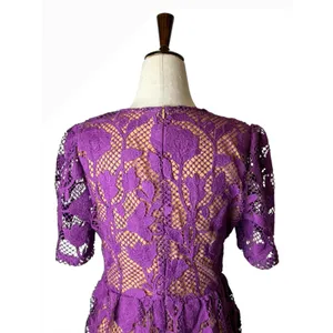 Dalia MacPhee Lace Midi Dress Women Medium Purple NWT Floral Guipure Lace‎ Party thumbnail 6