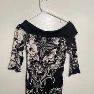 White House Black Market Women's Size Small Off Shoulder Mini Tunic Dress Black thumbnail 6