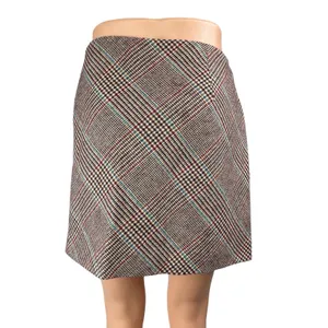 Mango MNG Gray Wool Plaid Checkered High Waist Mini Flared A-Line Skirt Size L thumbnail 2