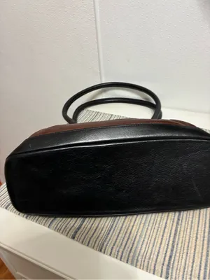 Source Unknown Classic Brown Leather Tote with Black Trim thumbnail 3
