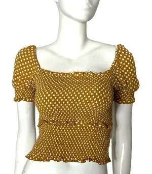 River‎ Island shirred polka dot square neck crop top 8 milkmaid cottage thumbnail 1
