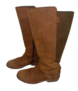 Teva De La Vina Dos Tall Bison Waterproof Leather Brown Over the Knee Boots SZ 9 thumbnail 1