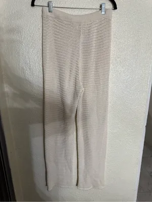 Reformation Cream Rosso Open Knit Organic Cotton Pants size Small thumbnail 5