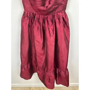 Lulus Poised Passion Wine Red Taffeta Pleated Ruffled Midi Dress Large NWT thumbnail 7