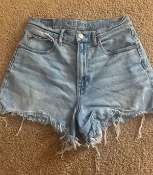 American Eagle Outfitters Light Wash Shorts high rise 90s boyfriend shorts stret thumbnail 1