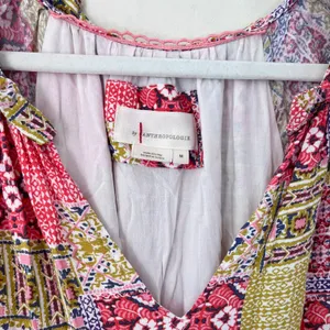 Anthropologie Robin Tiered Ruffle V-Neck Mini Dress Colorful Patchwork Print thumbnail 5