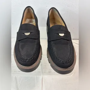 Cliffs by WHITE MOUNTAIN 7.5 Chunky Heel Lug Sole Black Faux Suede Loafers thumbnail 3