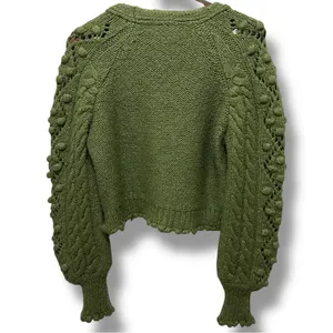 176 Dilvin | Turkey EUC Knit Bobble Olive Green Cable Cardigan Sweater (size M) thumbnail 5