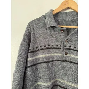 Vintage Collared Henley Pullover Sweater Women’s Size Large Dad Funky 90s thumbnail 3