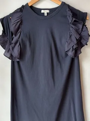 Anthropologie CLU Cotton Silk Jersey Flutter Sleeve Dress thumbnail 1