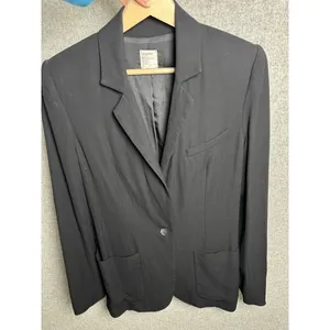 L'AGENCE‎ Womens Blazer Size 6 Black One Button Lined Relaxed Solid Pockets Work thumbnail 2