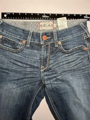 Ariat R.E.A.L. Mid Rise Straight Leg Jeans Blue 28S 28 Short 10023501 thumbnail 5